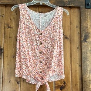 Floral Button-Down Tie-Front Top